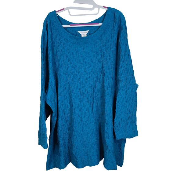 Women's Multiples Blue Gauze Lightweight Blouse | Plus Size 3X - Picture 1 of 9